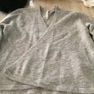 Babaton lt grey marled wrap sweater size XS angora wool blend